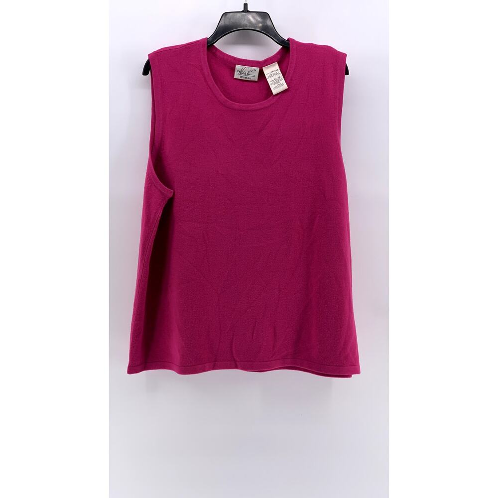KATHIE LEE Women's Plus Magenta Crewneck Sleeveless Top SZ 22W